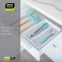 2-Compartment Plastic Drawer Organizer - White(Drawer Organizer 2 Compartment Plastic) 19 2-Compartment Plastic Drawer Organizer - White(Drawer Organizer 2 Compartment Plastic) -Smart Design Store 2 compartment plastic drawer organizer white smart design kitchen 8003471as2 incrementing number 419451