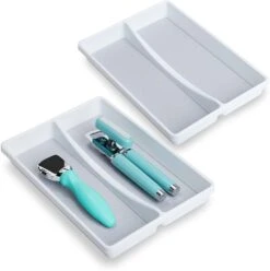 2-Compartment Plastic Drawer Organizer - White(Drawer Organizer 2 Compartment Plastic) 14 2-Compartment Plastic Drawer Organizer - White(Drawer Organizer 2 Compartment Plastic) -Smart Design Store 2 compartment plastic drawer organizer white smart design kitchen 8003471as2 incrementing number 665593