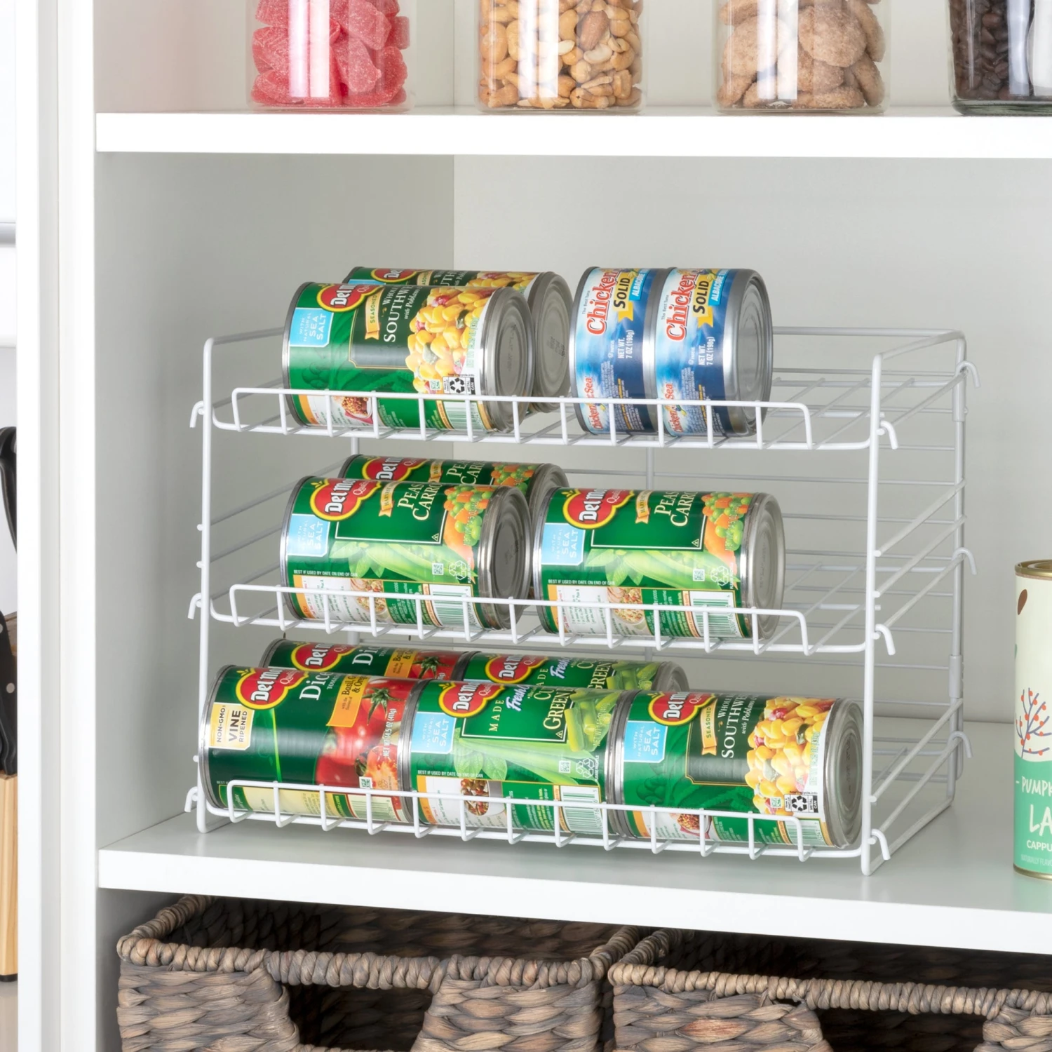 3-Tier Can Rack Organizer - White(3 Tier Can Rack Organizer Adjustable Steel Metal Wire Pantry) 2 3-Tier Can Rack Organizer - White(3 Tier Can Rack Organizer Adjustable Steel Metal Wire Pantry) - Image 2