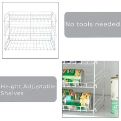 3-Tier Can Rack Organizer - White(3 Tier Can Rack Organizer Adjustable Steel Metal Wire Pantry) 15 3-Tier Can Rack Organizer - White(3 Tier Can Rack Organizer Adjustable Steel Metal Wire Pantry) -Smart Design Store 3 tier can rack organizer white smart design kitchen 8407112 228044