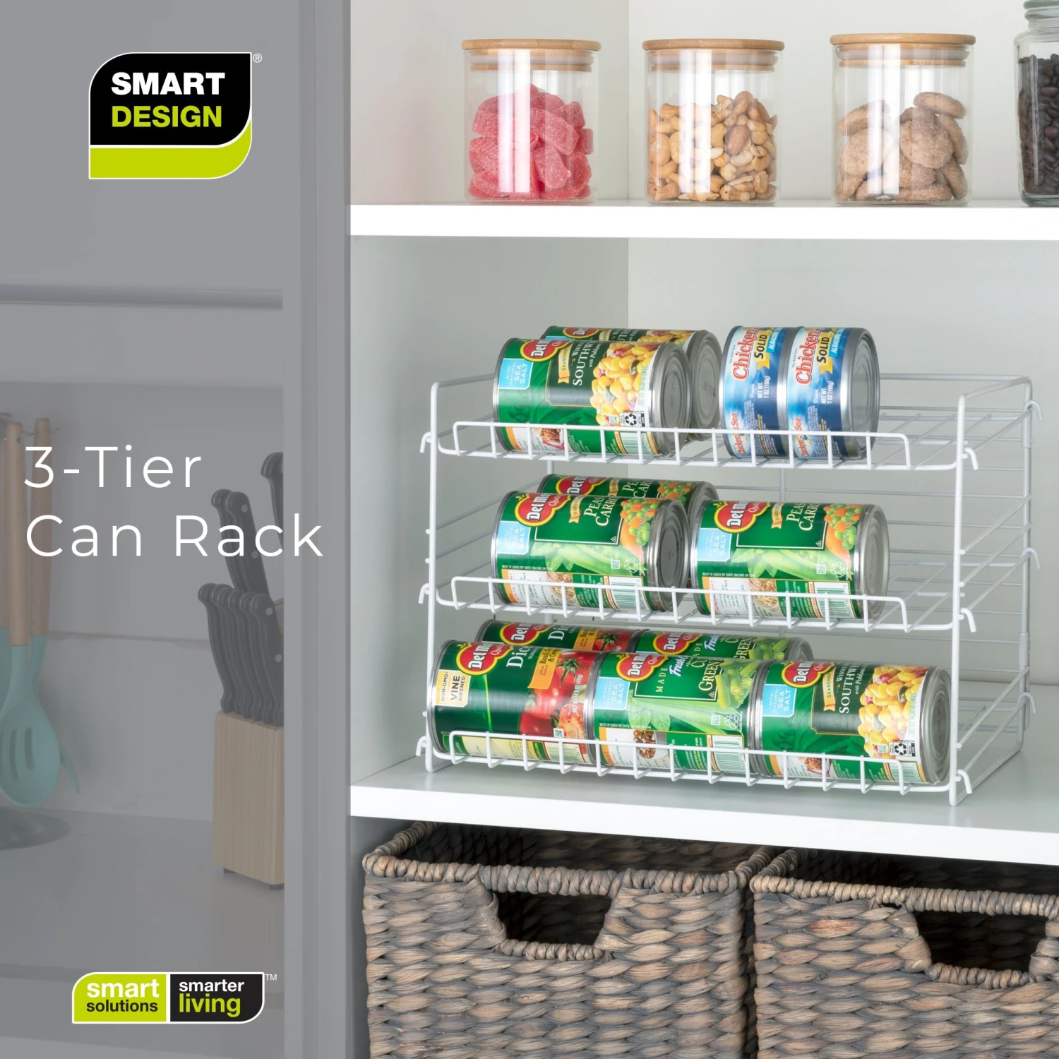 3-Tier Can Rack Organizer - White(3 Tier Can Rack Organizer Adjustable Steel Metal Wire Pantry) 6 3-Tier Can Rack Organizer - White(3 Tier Can Rack Organizer Adjustable Steel Metal Wire Pantry) - Image 6