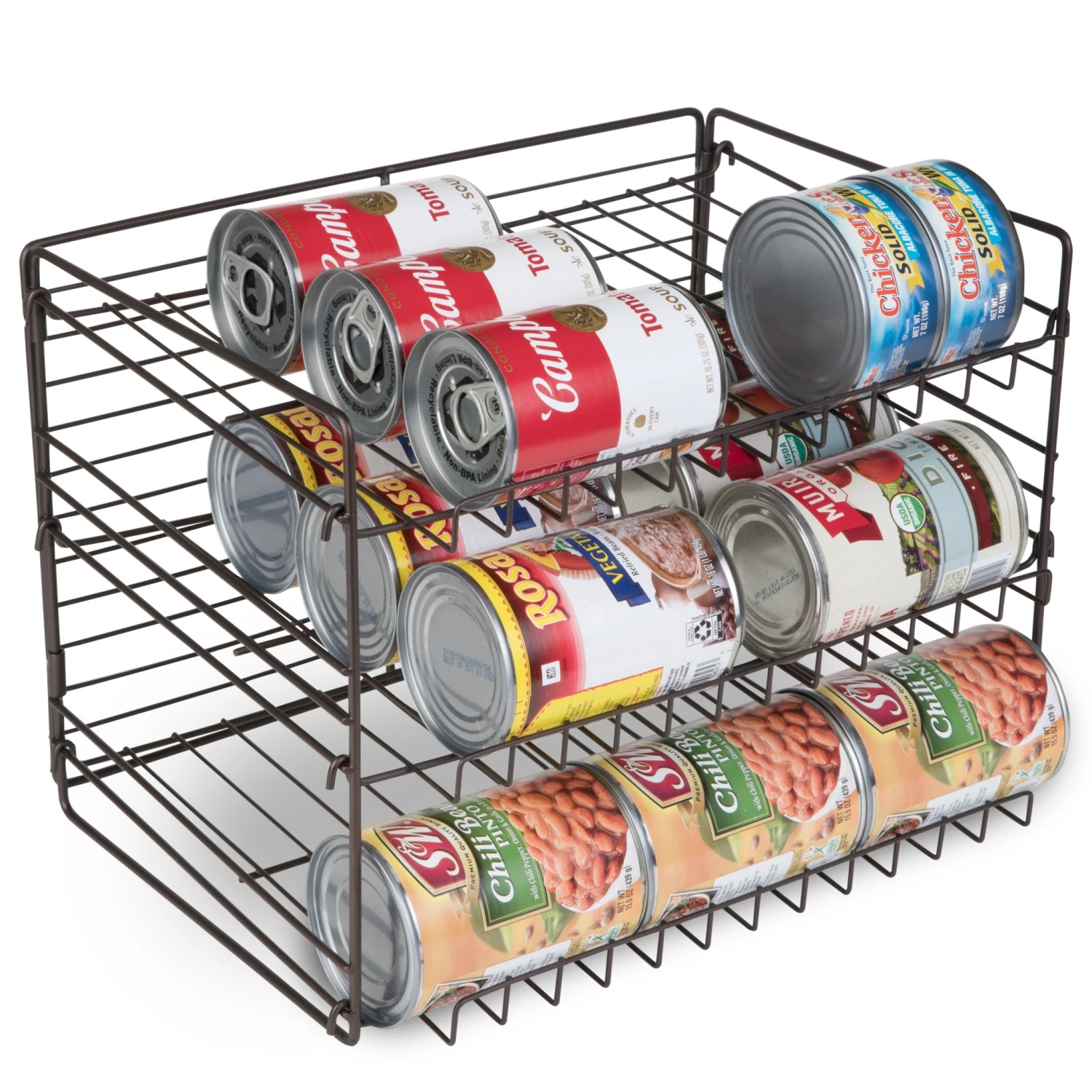 3-Tier Can Rack Organizer - White(3 Tier Can Rack Organizer Adjustable Steel Metal Wire Pantry) 7 3-Tier Can Rack Organizer - White(3 Tier Can Rack Organizer Adjustable Steel Metal Wire Pantry) - Image 7