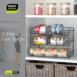3-Tier Can Rack Organizer - White(3 Tier Can Rack Organizer Adjustable Steel Metal Wire Pantry) 23 3-Tier Can Rack Organizer - White(3 Tier Can Rack Organizer Adjustable Steel Metal Wire Pantry) -Smart Design Store 3 tier can rack organizer white smart design kitchen 8407182 579639