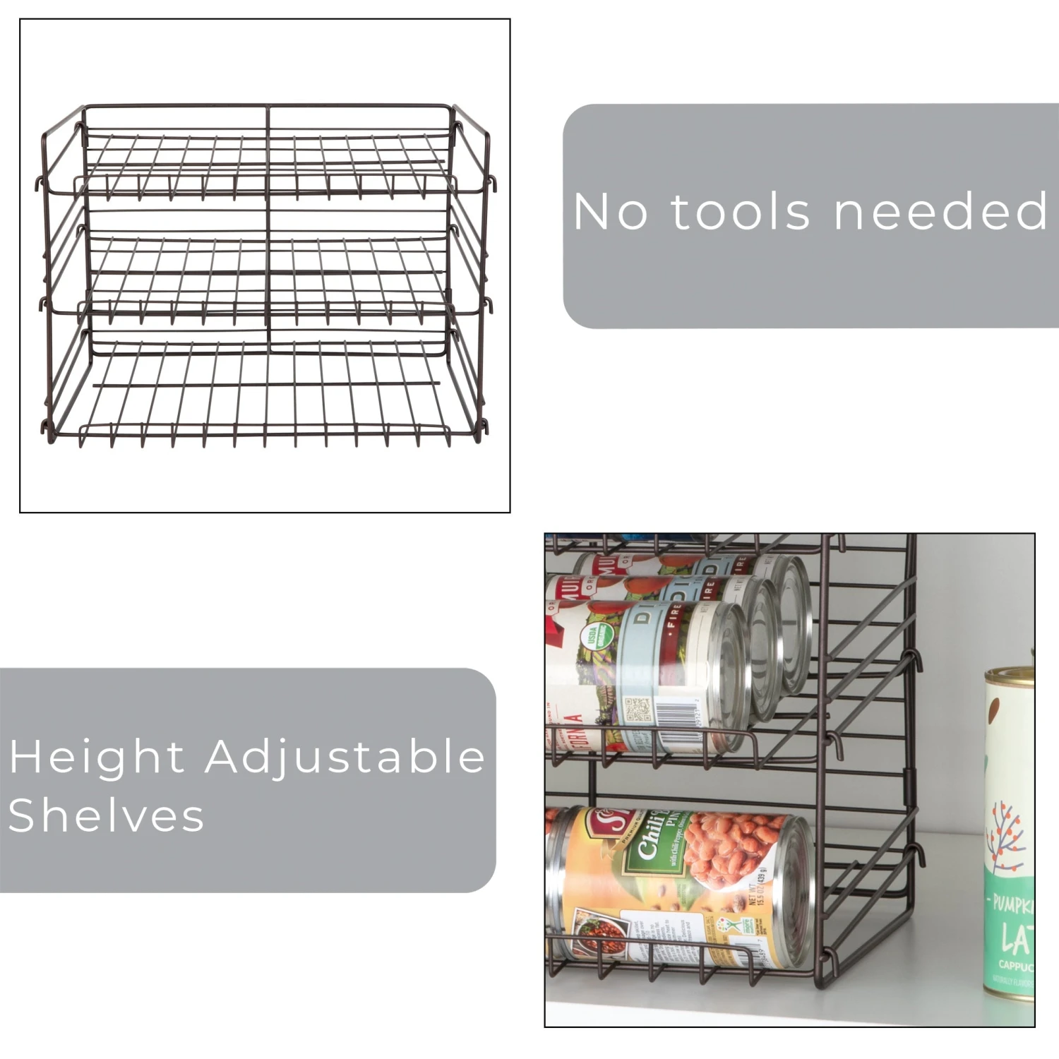 3-Tier Can Rack Organizer - White(3 Tier Can Rack Organizer Adjustable Steel Metal Wire Pantry) 10 3-Tier Can Rack Organizer - White(3 Tier Can Rack Organizer Adjustable Steel Metal Wire Pantry) - Image 10