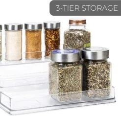 3-Tier Plastic Spice Rack - Clear(3 Tier Spice Rack Pet) -Smart Design Store 3 tier plastic spice rack clear smart design kitchen 8003401 incrementing number 677172