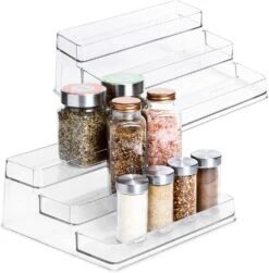 3-Tier Plastic Spice Rack - Clear(3 Tier Spice Rack Pet) -Smart Design Store 3 tier plastic spice rack clear smart design kitchen 8003401as2 incrementing number 898910