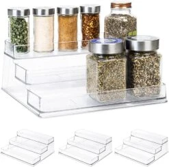 3-Tier Plastic Spice Rack - Clear(3 Tier Spice Rack Pet) -Smart Design Store 3 tier plastic spice rack clear smart design kitchen 8003401as4 incrementing number 908237