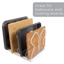 Adjustable Cookware And Lid Rack - White(Cookware Pan Rack) -Smart Design Store adjustable cookware and lid rack white smart design kitchen 8002642 incrementing number 646620