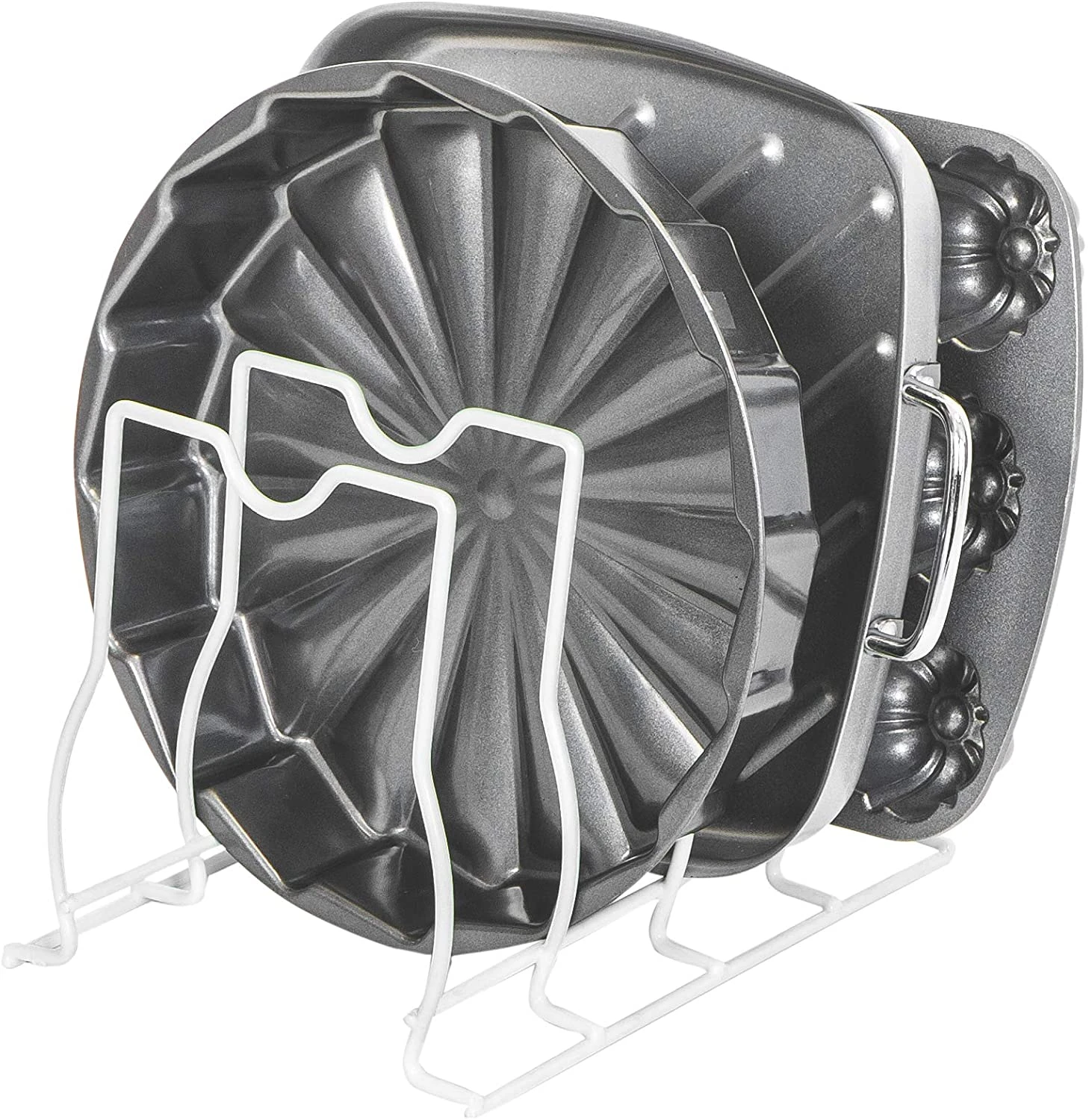 Bakeware And Lid Storage Rack With 4-Compartment Dividers(Storage Rack Bakeware And Lid) 3 Bakeware And Lid Storage Rack With 4-Compartment Dividers(Storage Rack Bakeware And Lid) - Image 3