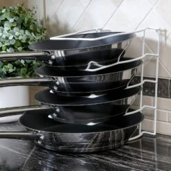 Bakeware And Lid Storage Rack With 4-Compartment Dividers(Storage Rack Bakeware And Lid) 23 Bakeware And Lid Storage Rack With 4-Compartment Dividers(Storage Rack Bakeware And Lid) -Smart Design Store bakeware and lid storage rack with 4 compartment dividers smart design kitchen 8261118 incrementing number 761949