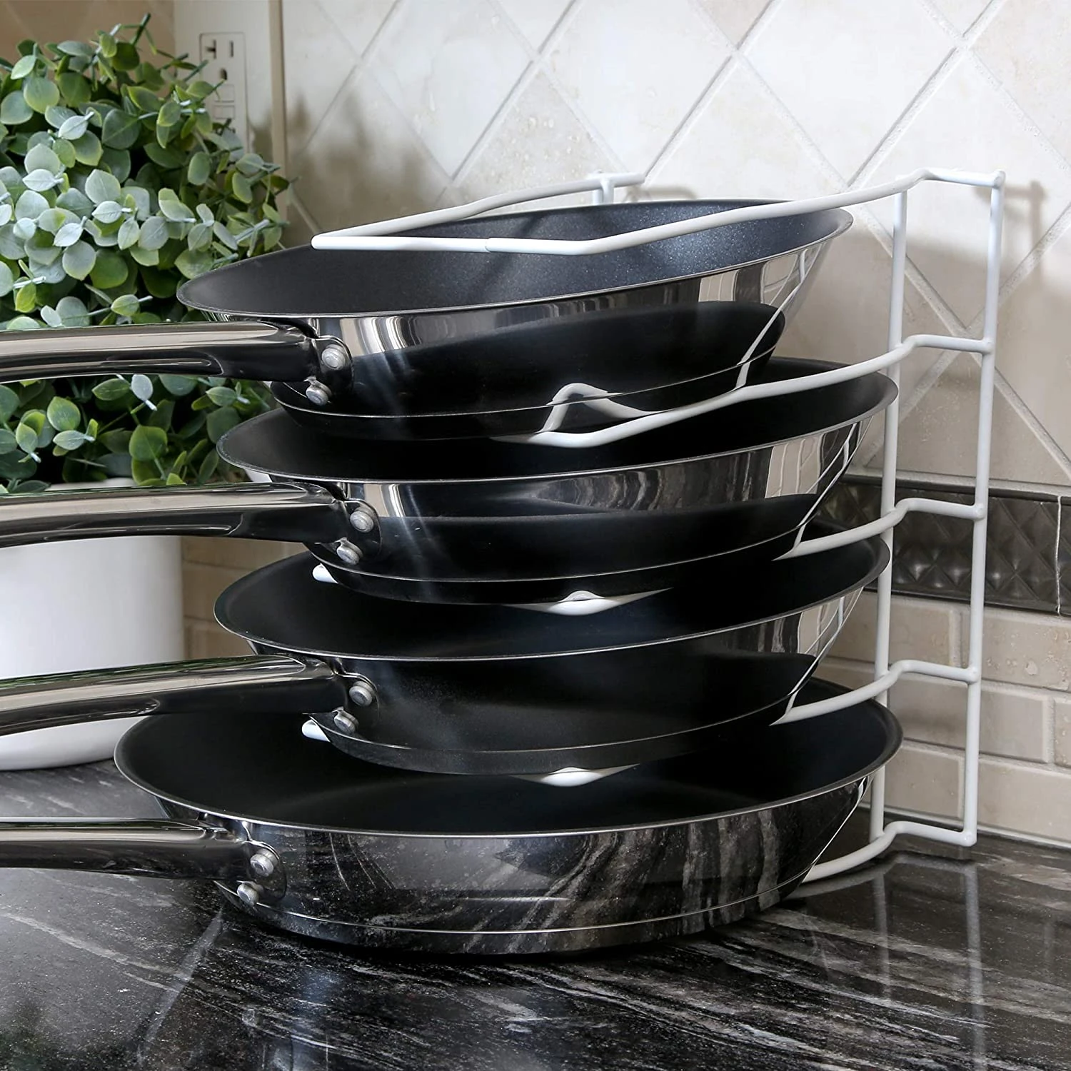 Bakeware And Lid Storage Rack With 4-Compartment Dividers(Storage Rack Bakeware And Lid) 4 Bakeware And Lid Storage Rack With 4-Compartment Dividers(Storage Rack Bakeware And Lid) - Image 4