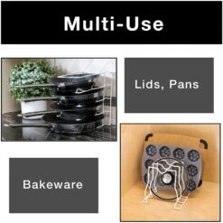 Bakeware And Lid Storage Rack With 4-Compartment Dividers(Storage Rack Bakeware And Lid) 26 Bakeware And Lid Storage Rack With 4-Compartment Dividers(Storage Rack Bakeware And Lid) -Smart Design Store bakeware and lid storage rack with 4 compartment dividers smart design kitchen 8261118 incrementing number 911947