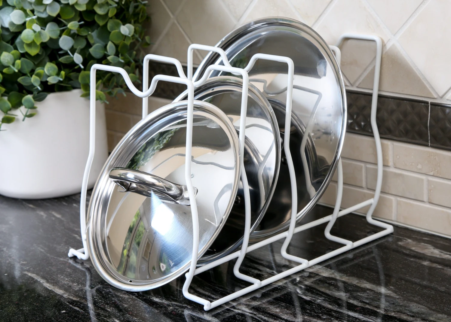 Bakeware And Lid Storage Rack With 4-Compartment Dividers(Storage Rack Bakeware And Lid) 2 Bakeware And Lid Storage Rack With 4-Compartment Dividers(Storage Rack Bakeware And Lid) - Image 2