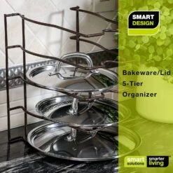 Bakeware And Lid Storage Rack With 4-Compartment Dividers(Storage Rack Bakeware And Lid) 33 Bakeware And Lid Storage Rack With 4-Compartment Dividers(Storage Rack Bakeware And Lid) -Smart Design Store bakeware and lid storage rack with 4 compartment dividers smart design kitchen 8261188 incrementing number 257111