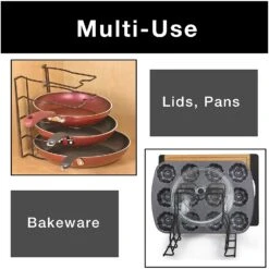 Bakeware And Lid Storage Rack With 4-Compartment Dividers(Storage Rack Bakeware And Lid) 32 Bakeware And Lid Storage Rack With 4-Compartment Dividers(Storage Rack Bakeware And Lid) -Smart Design Store bakeware and lid storage rack with 4 compartment dividers smart design kitchen 8261188 incrementing number 712907