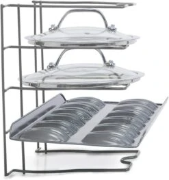 Bakeware And Lid Storage Rack With 4-Compartment Dividers(Storage Rack Bakeware And Lid) 34 Bakeware And Lid Storage Rack With 4-Compartment Dividers(Storage Rack Bakeware And Lid) -Smart Design Store bakeware and lid storage rack with 4 compartment dividers smart design kitchen 8261638 incrementing number 267135