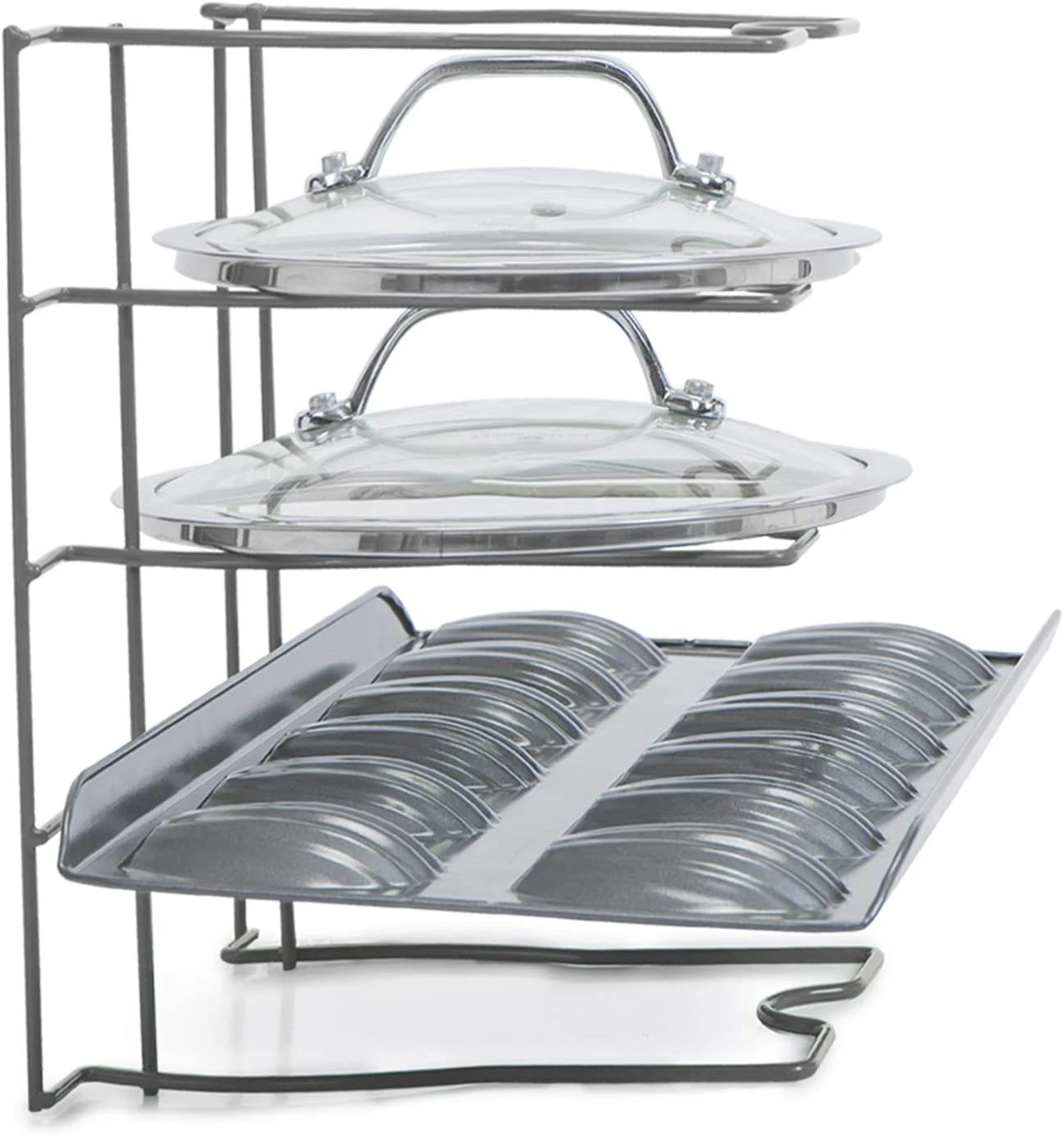 Bakeware And Lid Storage Rack With 4-Compartment Dividers(Storage Rack Bakeware And Lid) 15 Bakeware And Lid Storage Rack With 4-Compartment Dividers(Storage Rack Bakeware And Lid) - Image 15