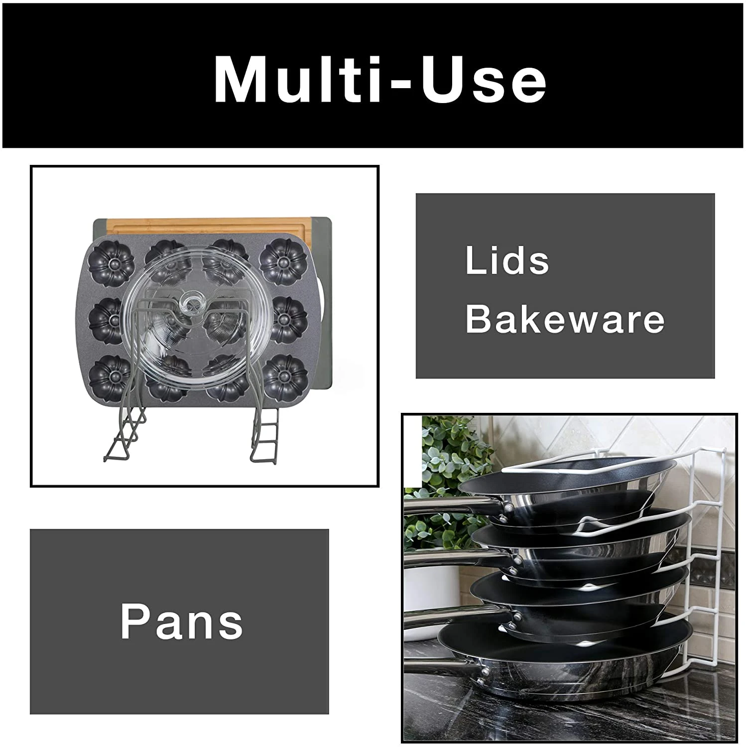 Bakeware And Lid Storage Rack With 4-Compartment Dividers(Storage Rack Bakeware And Lid) 19 Bakeware And Lid Storage Rack With 4-Compartment Dividers(Storage Rack Bakeware And Lid) - Image 19