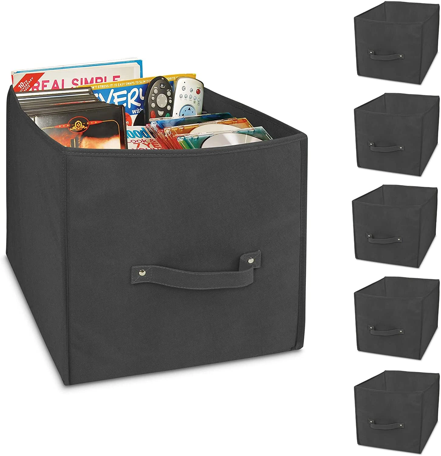 Cube Organizer - Set Of 6 - Riveted Reinforced Handles - 10.5 X 11 Inch - Black(Cube Organizer Set Of 6 Black) 1 Cube Organizer - Set Of 6 - Riveted Reinforced Handles - 10.5 X 11 Inch - Black(Cube Organizer Set Of 6 Black)