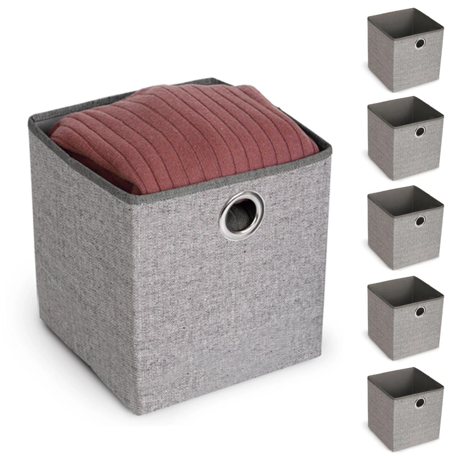 Cube Organizer With Riveted Reinforced Handles - Set Of 6 - Gray(Cube Organizer With Riveted Reinforced Handles Set Of 6 Gray) 1 Cube Organizer With Riveted Reinforced Handles - Set Of 6 - Gray(Cube Organizer With Riveted Reinforced Handles Set Of 6 Gray)