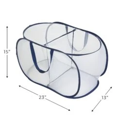 Deluxe Mesh Pop-Up 2-Compartment Laundry Sorter Hamper Basket - White(Pop Up 2 Compartment Laundry Sorter) 10 Deluxe Mesh Pop-Up 2-Compartment Laundry Sorter Hamper Basket - White(Pop Up 2 Compartment Laundry Sorter) -Smart Design Store deluxe mesh pop up 2 compartment laundry sorter hamper basket white smart design laundry 3147115 5705262