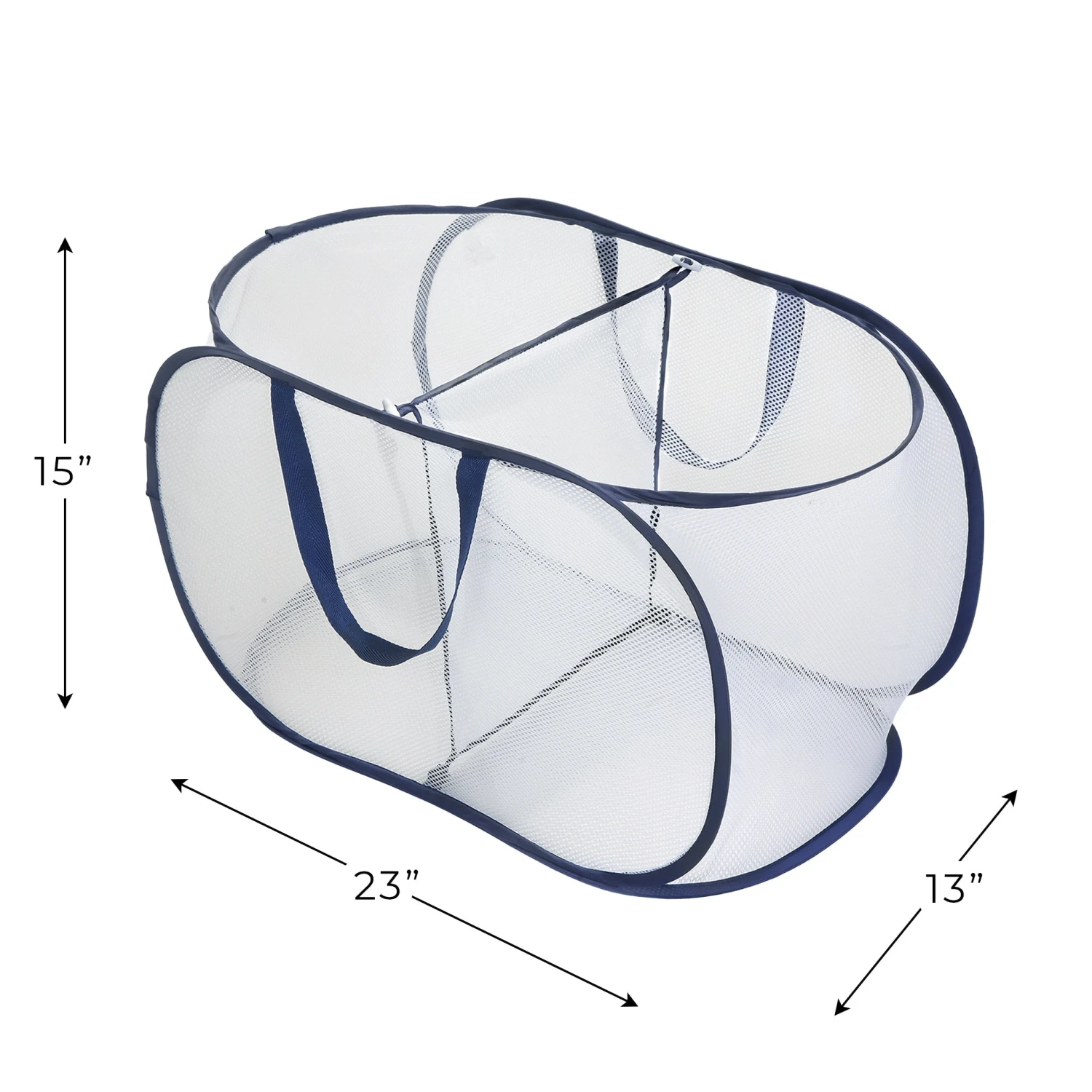 Deluxe Mesh Pop-Up 2-Compartment Laundry Sorter Hamper Basket - White(Pop Up 2 Compartment Laundry Sorter) 4 Deluxe Mesh Pop-Up 2-Compartment Laundry Sorter Hamper Basket - White(Pop Up 2 Compartment Laundry Sorter) - Image 4