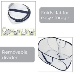 Deluxe Mesh Pop-Up 2-Compartment Laundry Sorter Hamper Basket - White(Pop Up 2 Compartment Laundry Sorter) 11 Deluxe Mesh Pop-Up 2-Compartment Laundry Sorter Hamper Basket - White(Pop Up 2 Compartment Laundry Sorter) -Smart Design Store deluxe mesh pop up 2 compartment laundry sorter hamper basket white smart design laundry 3147115 6155711