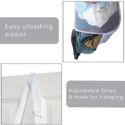 Deluxe Over-The-Door Mesh Pop Up Laundry Hamper With Hook And Adjustable Strap(Over Door Hamper) -Smart Design Store deluxe over the door mesh pop up laundry hamper with hook and adjustable strap smart design laundry 3519114as2 8769997