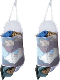 Deluxe Over-The-Door Mesh Pop Up Laundry Hamper With Hook And Adjustable Strap(Over Door Hamper) -Smart Design Store deluxe over the door mesh pop up laundry hamper with hook and adjustable strap smart design laundry 3519114as2 incrementing number 986448