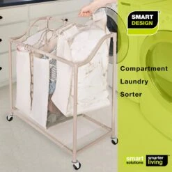 Deluxe Rolling Triple-Compartment Laundry Sorter Hamper With Wheels - 30 X 32 Inch - Beige(Rolling Triple Compartment Laundry Sorter) 13 Deluxe Rolling Triple-Compartment Laundry Sorter Hamper With Wheels - 30 X 32 Inch - Beige(Rolling Triple Compartment Laundry Sorter) -Smart Design Store deluxe rolling triple compartment laundry sorter hamper with wheels 30 x 32 inch beige smart design laundry 3583122 incrementing number 737285
