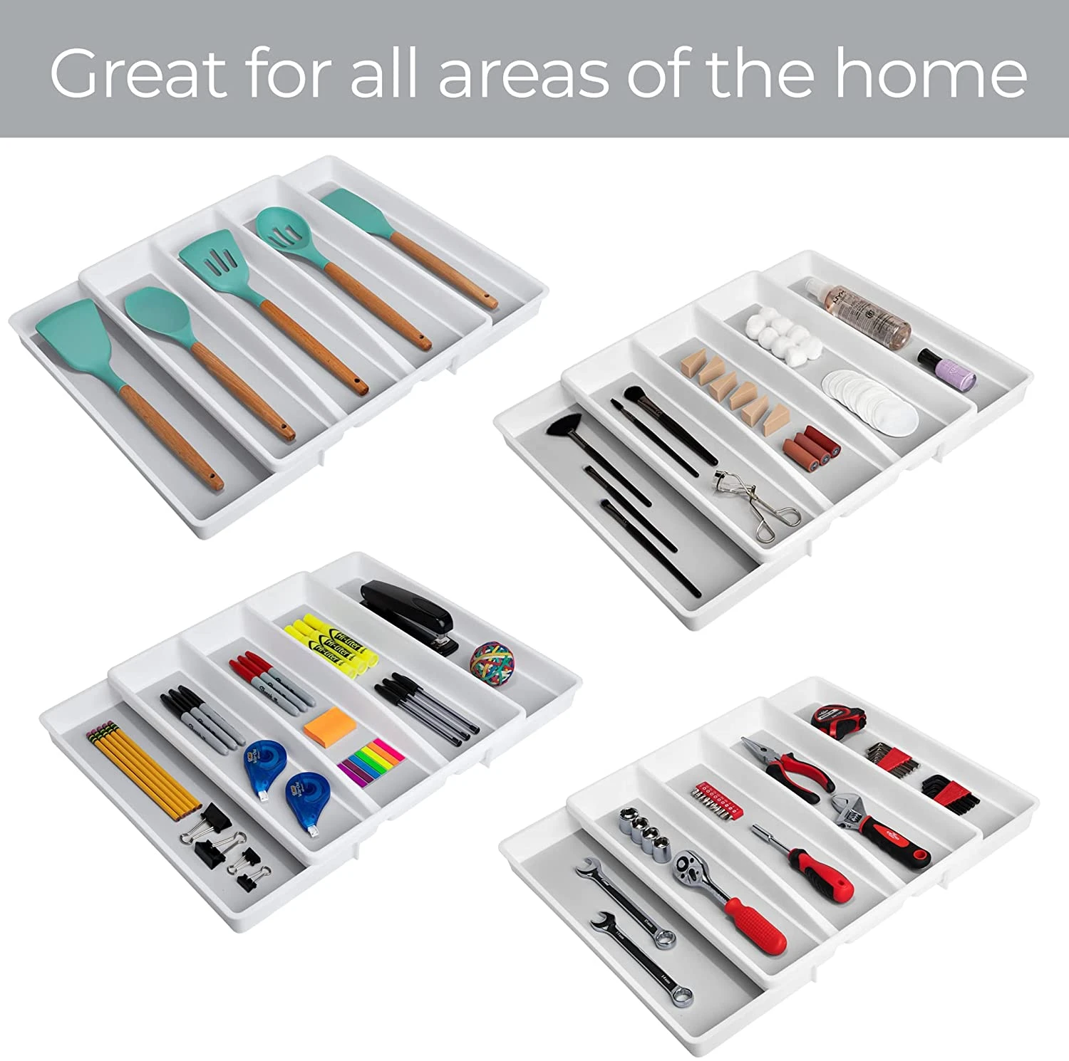 Expandable 5-Compartment Plastic Drawer Organizer(Drawer Organizer 5 Compartment Expandable) 5 Expandable 5-Compartment Plastic Drawer Organizer(Drawer Organizer 5 Compartment Expandable) - Image 5