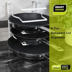 Heavy Duty Bakeware And Lid Storage Rack With 4-Compartments Dividers(Storage Rack Bakeware And Lid Heavy Duty) -Smart Design Store heavy duty bakeware and lid storage rack with 4 compartments dividers smart design kitchen 8428118 incrementing number 537536