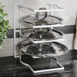 Heavy Duty Bakeware And Lid Storage Rack With 4-Compartments Dividers(Storage Rack Bakeware And Lid Heavy Duty) -Smart Design Store heavy duty bakeware and lid storage rack with 4 compartments dividers smart design kitchen 8428118 incrementing number 707500