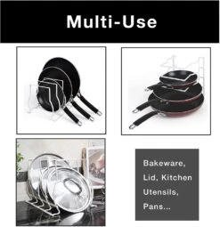 Heavy Duty Bakeware And Lid Storage Rack With 4-Compartments Dividers(Storage Rack Bakeware And Lid Heavy Duty) -Smart Design Store heavy duty bakeware and lid storage rack with 4 compartments dividers smart design kitchen 8428118 incrementing number 718478