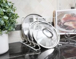 Heavy Duty Bakeware And Lid Storage Rack With 4-Compartments Dividers(Storage Rack Bakeware And Lid Heavy Duty) -Smart Design Store heavy duty bakeware and lid storage rack with 4 compartments dividers smart design kitchen 8428118 incrementing number 891469