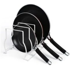 Heavy Duty Bakeware And Lid Storage Rack With 4-Compartments Dividers(Storage Rack Bakeware And Lid Heavy Duty)