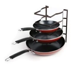 Heavy Duty Bakeware And Lid Storage Rack With 4-Compartments Dividers(Storage Rack Bakeware And Lid Heavy Duty) -Smart Design Store heavy duty bakeware and lid storage rack with 4 compartments dividers smart design kitchen 8428188 incrementing number 589629