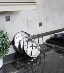 Heavy Duty Bakeware And Lid Storage Rack With 4-Compartments Dividers(Storage Rack Bakeware And Lid Heavy Duty) -Smart Design Store heavy duty bakeware and lid storage rack with 4 compartments dividers smart design kitchen 8428188 incrementing number 771614