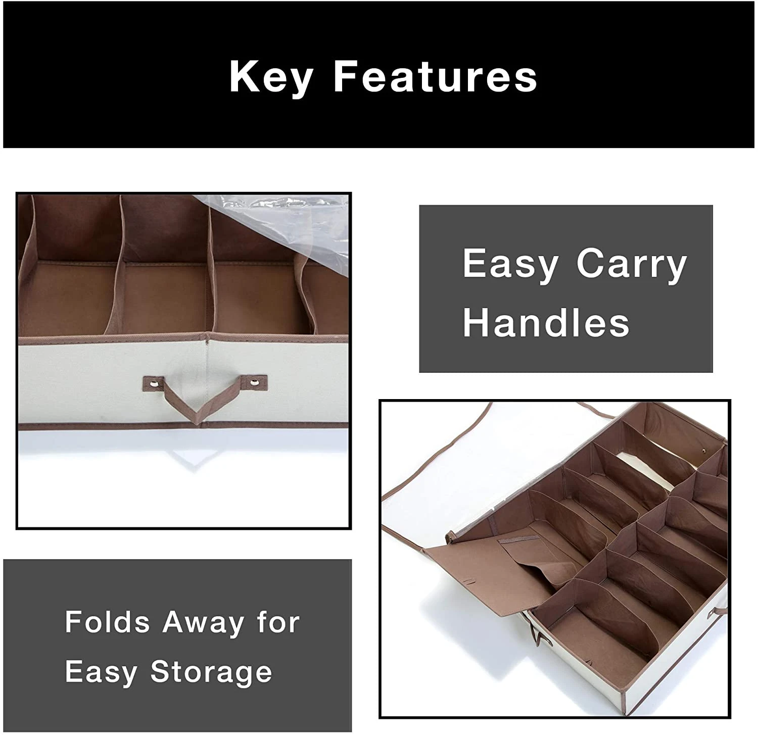 Jumbo Underbed Shoe Organizer With Zipper, Handle, And Clear Window(Underbed Shoe Organizer) 19 Jumbo Underbed Shoe Organizer With Zipper, Handle, And Clear Window(Underbed Shoe Organizer) - Image 19