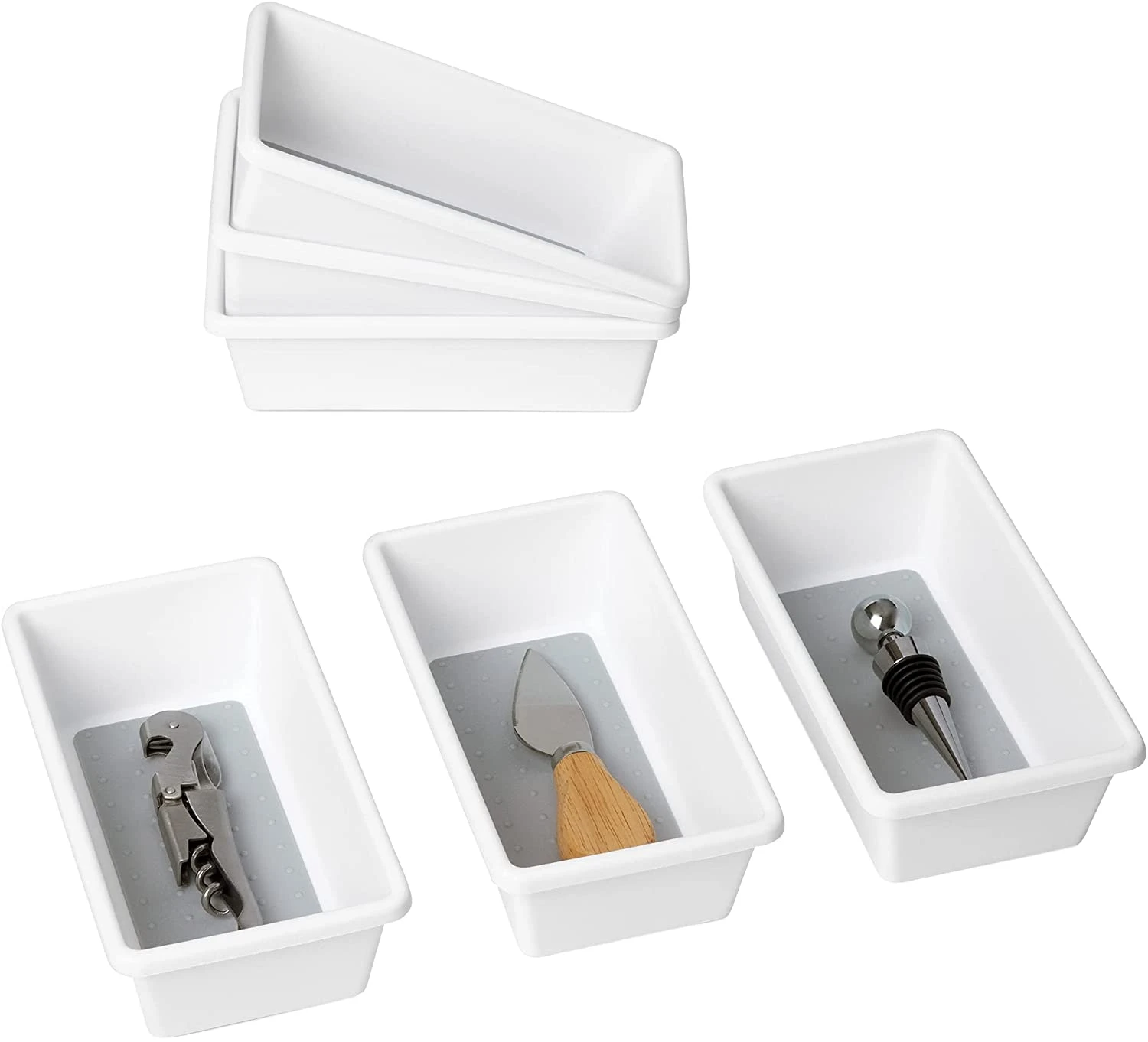 Plastic Drawer Organizer - BPA Free - 6.75 X 3.75 Inch - White(Drawer Organizer Plastic White 6 75x3 75 Inch) 2 Plastic Drawer Organizer - BPA Free - 6.75 X 3.75 Inch - White(Drawer Organizer Plastic White 6 75x3 75 Inch) - Image 2