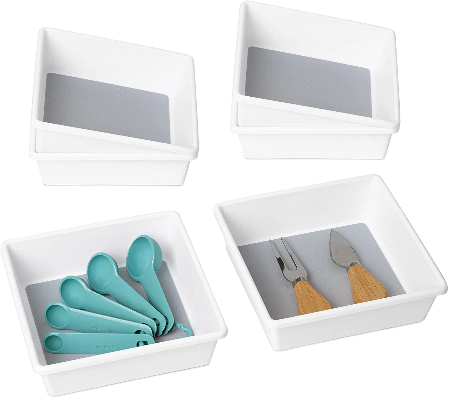 Plastic Drawer Organizer - BPA Free - 6.75 X 6.75 Inch - White(Drawer Organizer Plastic White 6 75x6 75 Inch) 2 Plastic Drawer Organizer - BPA Free - 6.75 X 6.75 Inch - White(Drawer Organizer Plastic White 6 75x6 75 Inch) - Image 2