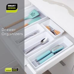 Plastic Drawer Organizer - BPA Free - 9.75 X 3.75 Inch - White(Drawer Organizer Plastic White 9 75x3 75 Inch) 15 Plastic Drawer Organizer - BPA Free - 9.75 X 3.75 Inch - White(Drawer Organizer Plastic White 9 75x3 75 Inch) -Smart Design Store plastic drawer organizer bpa free 975 x 375 inch white smart design kitchen 8003428 incrementing number 548926