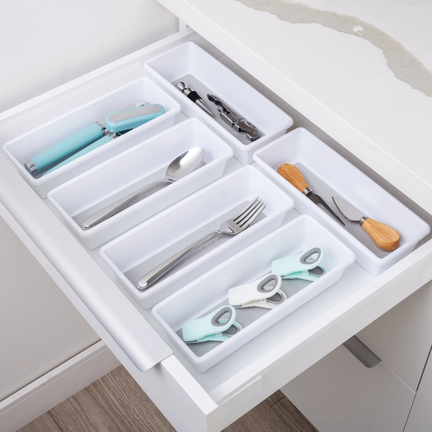 Plastic Drawer Organizer - BPA Free - 9.75 X 3.75 Inch - White(Drawer Organizer Plastic White 9 75x3 75 Inch) 2 Plastic Drawer Organizer - BPA Free - 9.75 X 3.75 Inch - White(Drawer Organizer Plastic White 9 75x3 75 Inch) - Image 2
