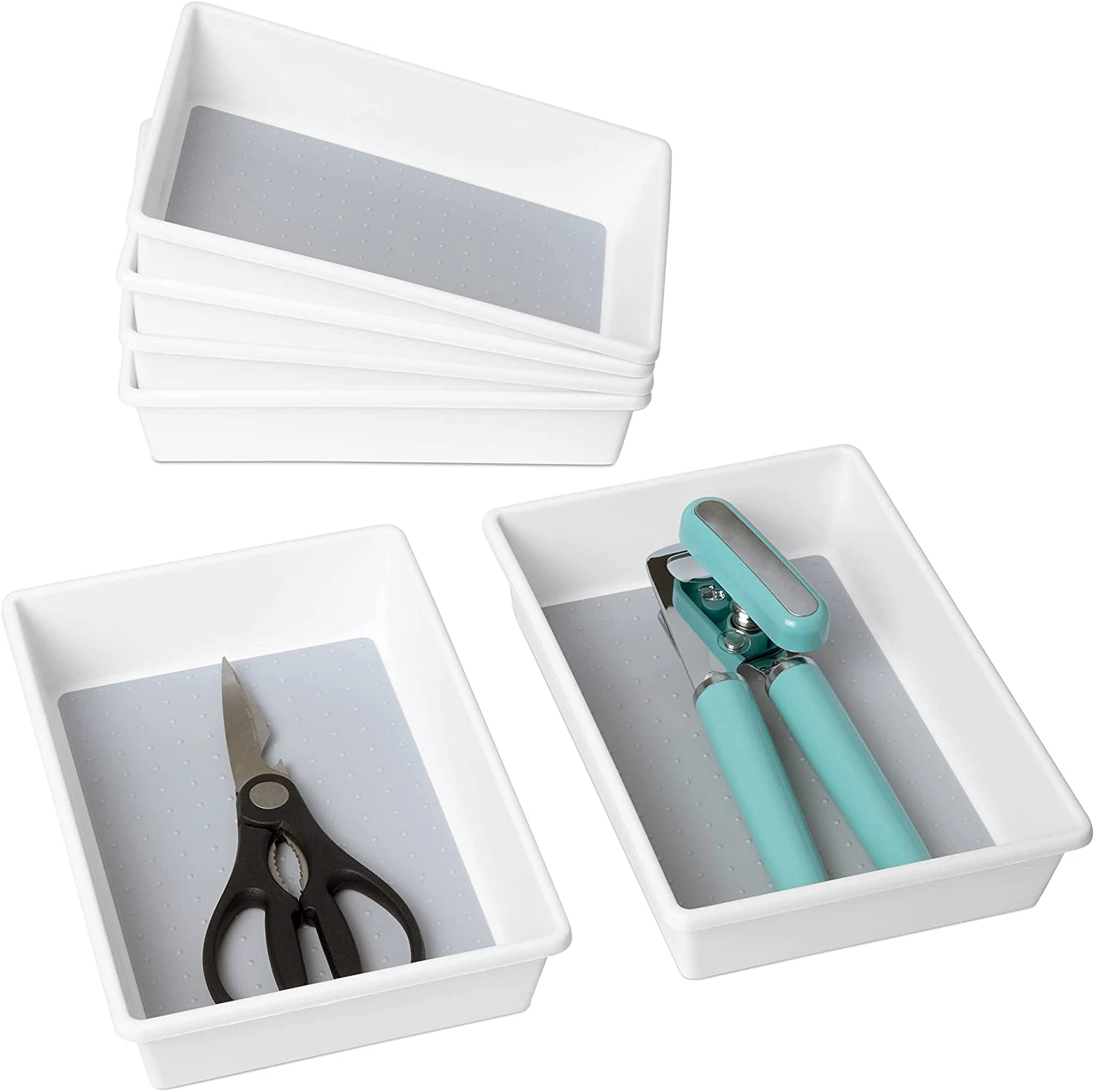 Plastic Drawer Organizer - BPA Free - 9.75 X 6.75 Inch - White(Drawer Organizer Plastic White 9 75x6 75 Inch) 2 Plastic Drawer Organizer - BPA Free - 9.75 X 6.75 Inch - White(Drawer Organizer Plastic White 9 75x6 75 Inch) - Image 2