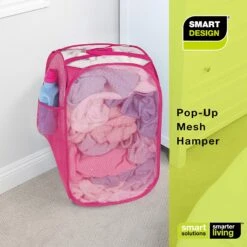 Pop-Up Laundry Hamper With Easy Carry Handles And Side Pocket(Pop Up Laundry Hamper Square 13inch) -Smart Design Store pop up laundry hamper with easy carry handles and side pocket smart design laundry 3037055 incrementing number 139813