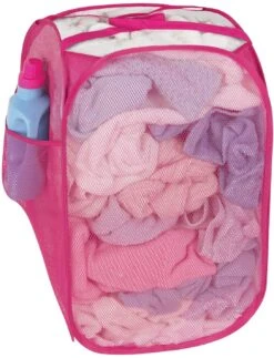 Pop-Up Laundry Hamper With Easy Carry Handles And Side Pocket(Pop Up Laundry Hamper Square 13inch)