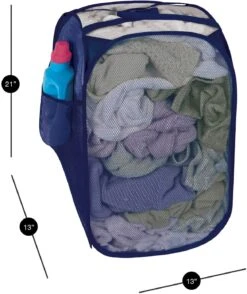 Pop-Up Laundry Hamper With Easy Carry Handles And Side Pocket(Pop Up Laundry Hamper Square 13inch) -Smart Design Store pop up laundry hamper with easy carry handles and side pocket smart design laundry 3037075 incrementing number 878572