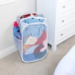 Pop-Up Laundry Hamper With Easy Carry Handles And Side Pocket(Pop Up Laundry Hamper Square 13inch) -Smart Design Store pop up laundry hamper with easy carry handles and side pocket smart design laundry 3037115 incrementing number 134712