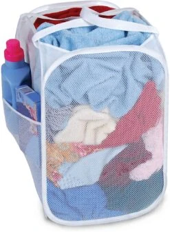 Pop-Up Laundry Hamper With Easy Carry Handles And Side Pocket(Pop Up Laundry Hamper Square 13inch) -Smart Design Store pop up laundry hamper with easy carry handles and side pocket smart design laundry 3037115 incrementing number 350979