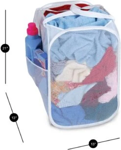 Pop-Up Laundry Hamper With Easy Carry Handles And Side Pocket(Pop Up Laundry Hamper Square 13inch) -Smart Design Store pop up laundry hamper with easy carry handles and side pocket smart design laundry 3037115 incrementing number 945514